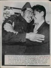 1953 Press Photo PFC Jose Garcia Greeted by Brother Alfonso at Base Hospital