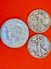 SILVER 1922S DOLLAR1942WALKING&1945S WALKING LIBERTY HALF DOLLAR IN GREAT SHAPE