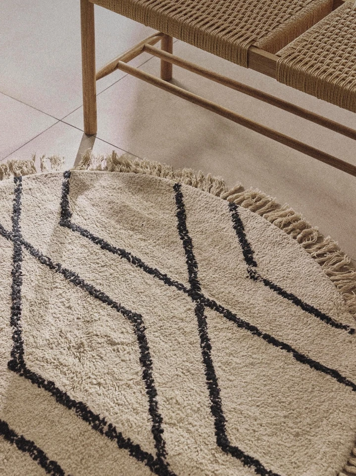 Westwing Collection runder Baumwollteppich Bina mit Rautenmuster, 110 cm - Bild 4 von 4