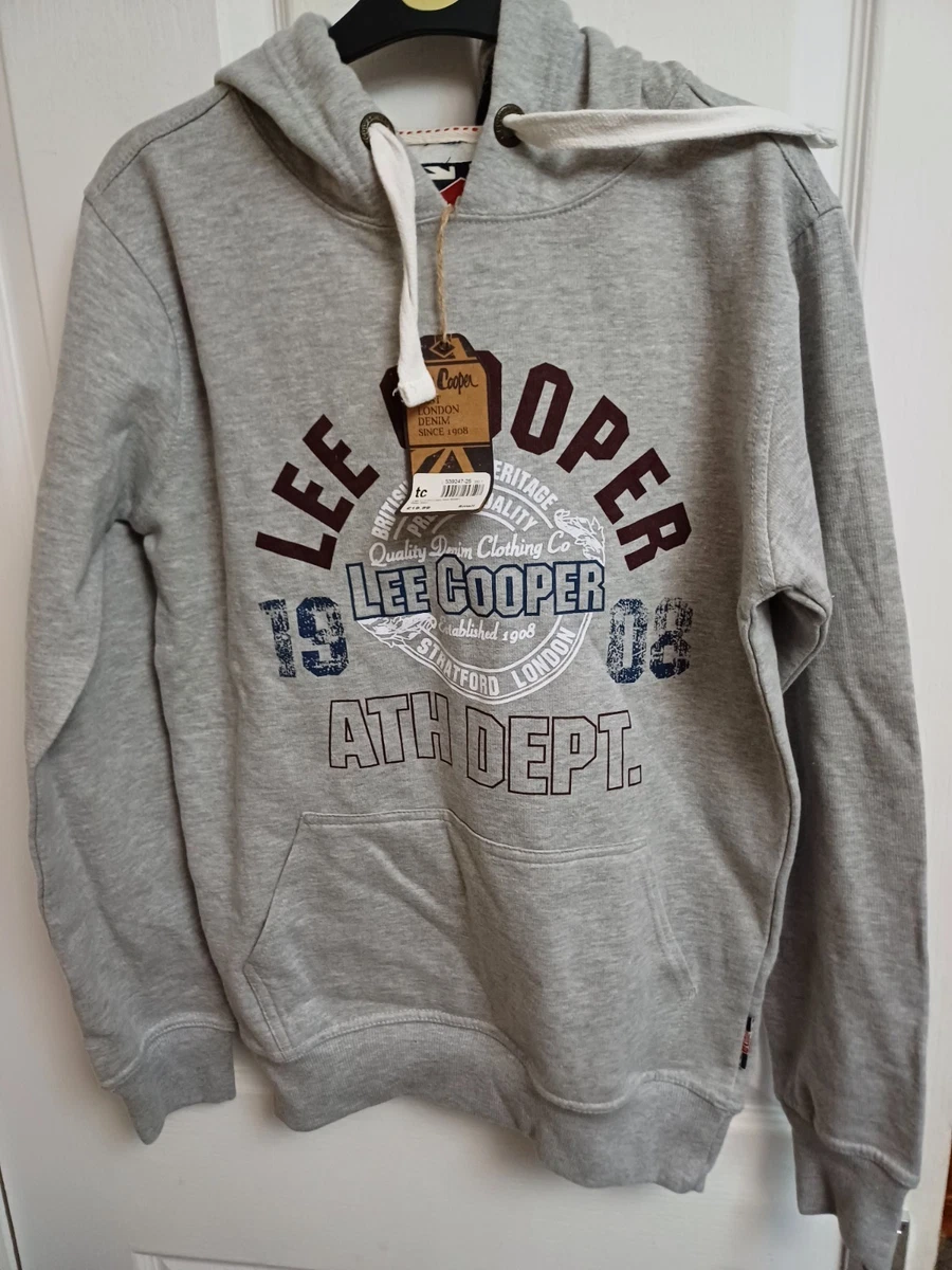 Nuevo con etiquetas Para Hombres Lee Cooper Sobre la Cabeza Lee Cooper Logo Gris jaspeado Talla Pequeña