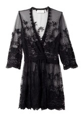 Whimsigoth Goth Vamp Dark Fairy Boho Butterfly Sheer Duster Kimono Lace Black S