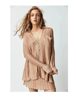 FREE PEOPLE Beach Bash Sweater & Skirt Sparkly 2pc Set Size S SMALL