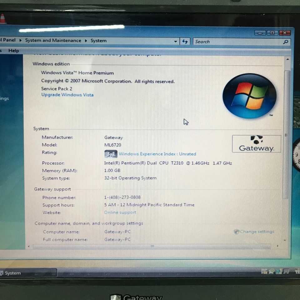 Gateway ML6720 Retro Gaming Laptop Pentium D 1.46GHz 1GB RAM (Windows Vista) - Image 2 of 4