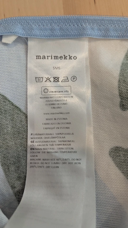 Funda Almohada Marimekko RUUKKU 100% Algodón Cremallera 19"×19 3/4" Floral Rosa Azul Foto 4 de 4