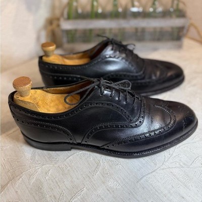 Alan McAfee London Vintage Black Leather Wingtip Brogue 