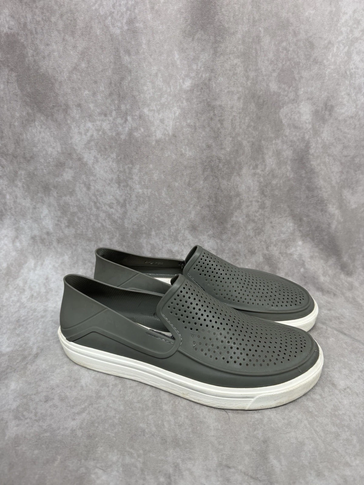 Crocs Citilane Roka Sneaker Mens 11 Gray Rubber Perforated Comfort Slip On Shoes