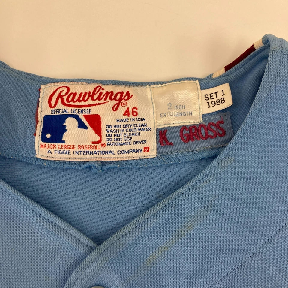 Kevin Gross Juego Usado Philadelphia Phillies Jersey Uniforme MEARS A10 Foto 4 de 4