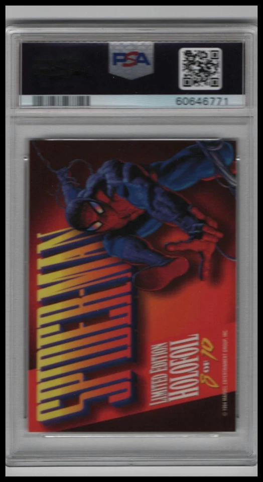PSA 10 GEM LOW POP RARE 1994 MARVEL MASTERPIECES SPIDERMAN HOLOFOIL SILVER PRISM - Image 2 of 2