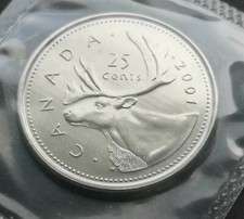 ***  CANADA  25  CENTS  2001 P  ***  SEALED  PROOF  LIKE  ***
