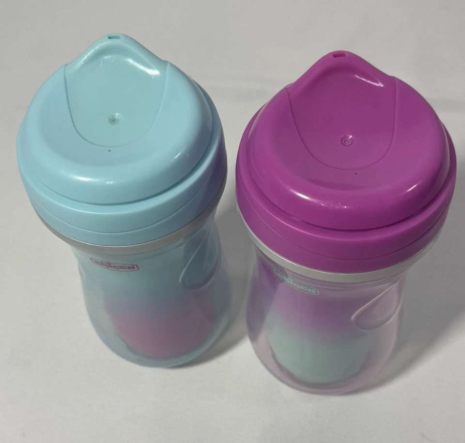 Juego de 2 tazas para sorber Chicco 9 oz a prueba de derrames con aislamiento de doble pared Ombré púrpura Foto 3 de 4