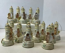 Lot Set of 15 Lighthouse Ornaments Child Angels Bradford Editions Guiding Light