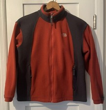 The North Face Fleece Full Zip Jacket Red Gray Boy s Youth Size: Large EUC