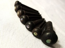 6 pcs Acoustic Guitar Ebony Bridge Pin  1pcs End Pin W Green Abalone Dot