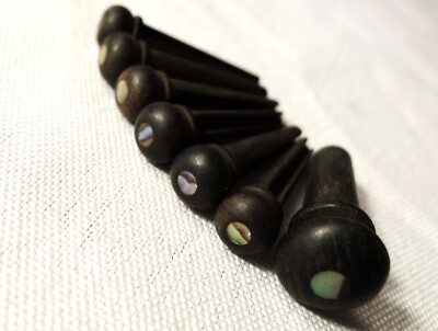 6 pcs Acoustic Guitar Ebony Bridge Pin & 1pcs End Pin W Green Abalone Dot US Shi