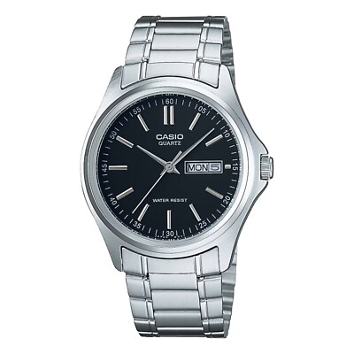 Casio MTP1239D-1A Men's Standard Stainless Steel Black Dial Day Date Watch