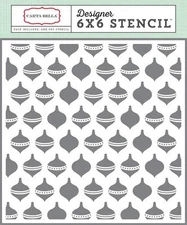 Carta Bella ORNAMENTS Designer 6x6 Stencil Christmas Scrapbook Home Decor