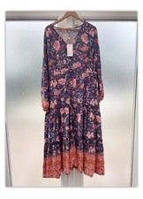 Wild Child Navy & Coral Floral Boho  Maxi Dress Size UK 18 BRAND NEW 