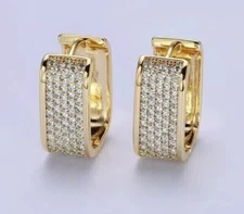 2 Ct Round Cut Simulated Diamond Women's Hoop Earrings In 14K Yellow Gold plated