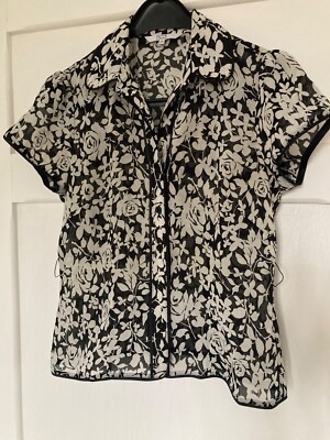 Vintage DEBENHAMS Petite Collection Black White FLORAL