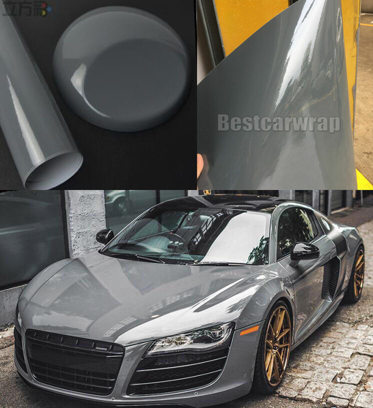 Full Roll 100FT x 5FT Grey Glossy Vinyl Film Gloss For Whole Car Wrap ...