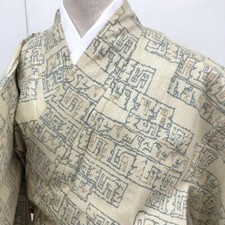JAPANESE KIMONO TSUMUGI PURE SILK VINTAGE ANTIQUE Z5718