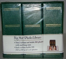 Big Max Photo Library 3 Volume Set Holds 300 4x6 Photos Green Brand New