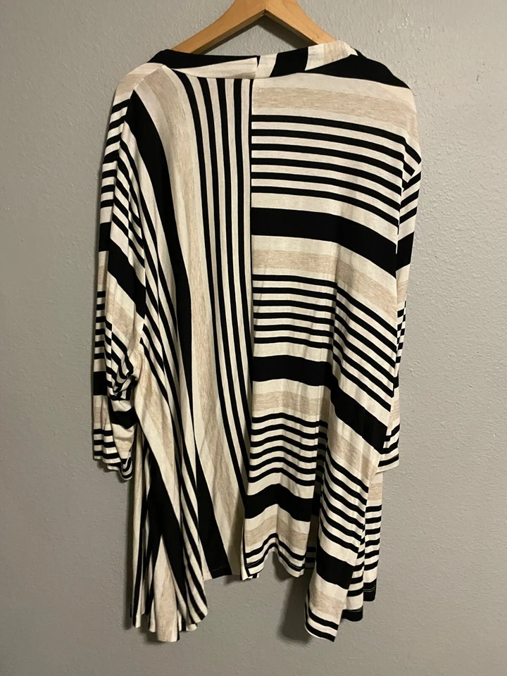 Cárdigan Catherines Mujer Talla 4X Rayas Elastizado Frente Abierto Plumero Moderno Foto 3 de 4