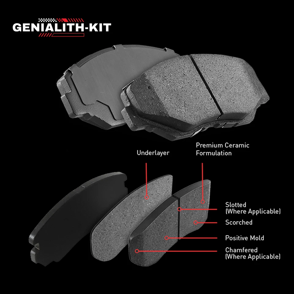 Front Disc Rotors Ceramic Brake Pads for 2004 2005 2006 2007-2009 Toyota Prius - Image 4 of 4