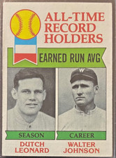 All-Time Record Holders: ERA (Dutch Leonard / Walter Johnson) 1979 Topps #418
