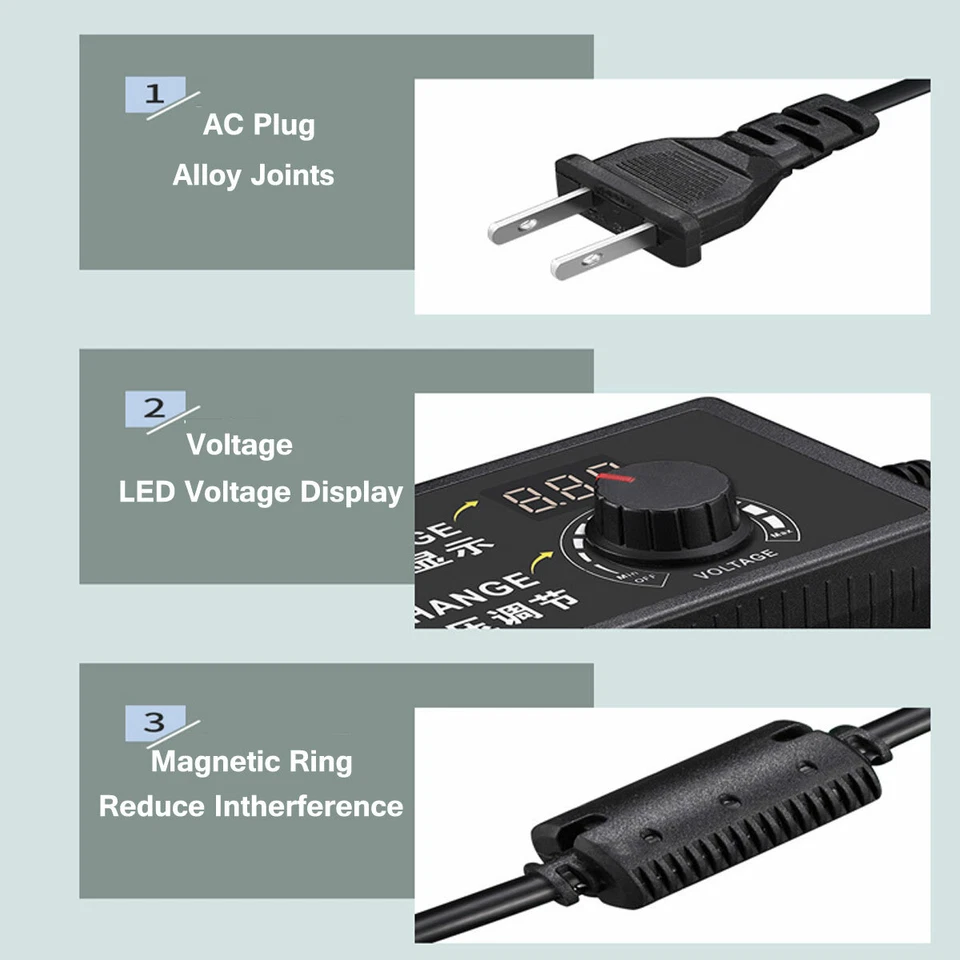 9V-24V 5A 120W Adjustable Voltage Power Supply Adapter Charger Transformer Sets - Image 2 of 4