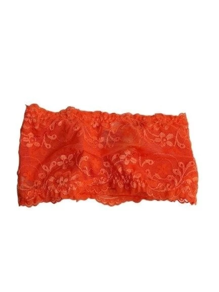 Angelina 女式 Bralette 珊瑚橙色花卉花边 L/XL 全新 — 第 2/2 张图片