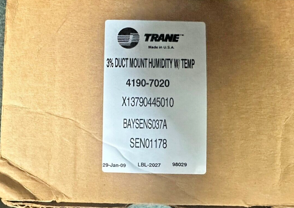 Trane SEN01178 Duct Humidity Temperature Sensor HVAC BAS OEM New BAY ...