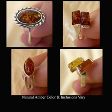 BALTIC HONEY or MULTICOLOR AMBER STERLING SILVER HANDMADE RING