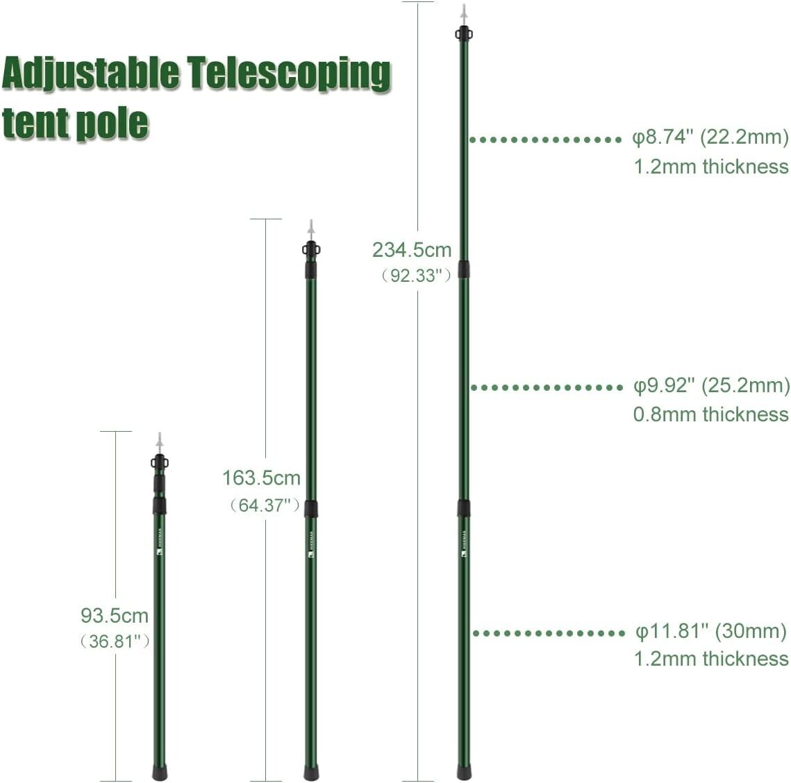 HIKEMAN Poteaux De Tente Télescopiques En Aluminium - Réglables 90-230 Cm, Lot De 4 Argent - Parfaits Pour Bâche, Auvent Et Camping HIKEMAN Poteaux De Tente Télescopiques En Aluminium - Réglables 90-230 Cm, Lot De 4 Argent - Parfaits Pour Bâche, Auvent Et Camping