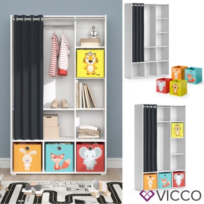 Kinderkleiderschrank Kindergarderobe Luigi Weiß Faltbox 106 x 178 cm Vicco