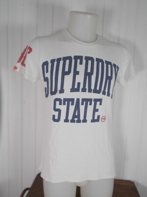 STATE SUPERDRY PREMIUM T-Shirt weiß vorne bedruckt S/38 Kurzarm
