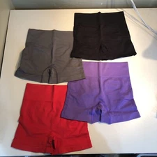 YOAKUKA Women's 4-Pack Workout Seamless High Waist Ruched Shorts M