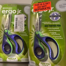 Ergo jr Kids Scissor 5 " westcott Age 4-6 Wrist Posture Pointed Tip Crafts