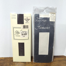 Lot of 2 Knee High Pantyhose, One Size Fits 8 1/2- 11, Platinum  Off Black