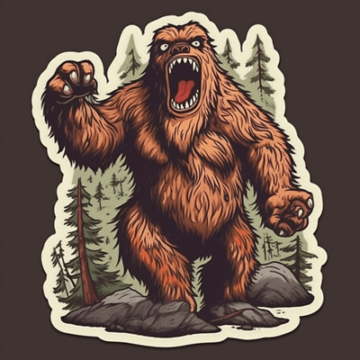 Bigfoot Roaring Sticker, Cryptid Sticker Decal, Decal for Car Truck Window