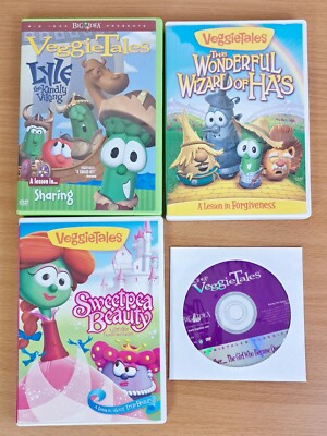 Lot of 4 Veggietales DVD's - Esther Lyle Kindly Viking Wizard of Ha's Sweetpea