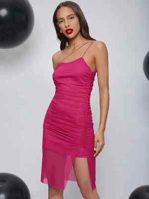 shein sxy split detail satin cami bodycon dress SHEIN SXY Split Detail Satin Cami Bodycon Dress