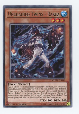 Yugioh Unchained Twins - Rakea CHIM-DE009 Rare 1. Auflage NM x3 Play Set