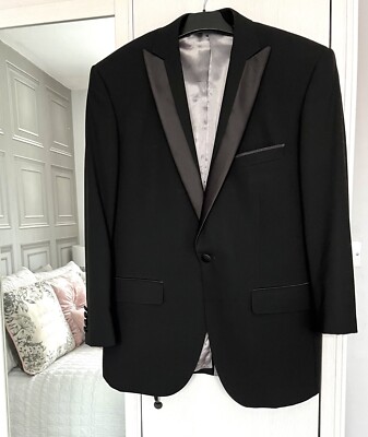 Moss Bros Covent Garden Dinner Jacket 40” Men’s Black 100% Pure Wool Worn  Once UK