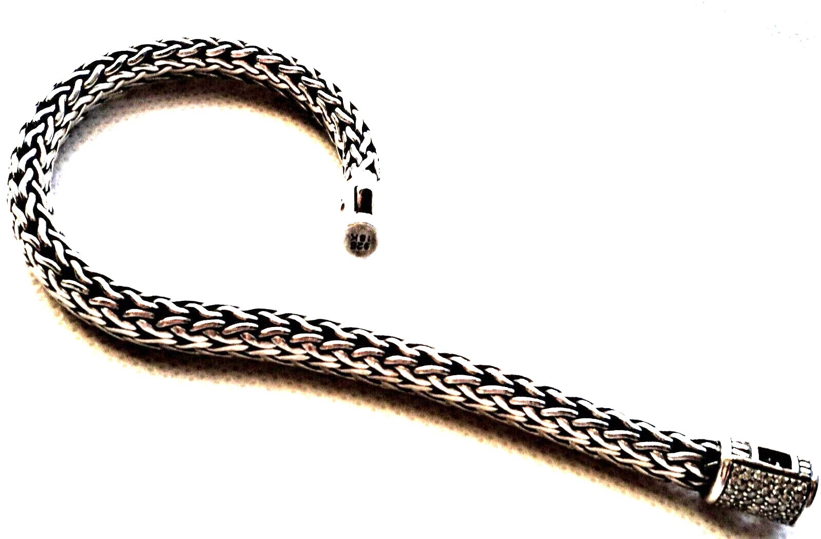 HEAVY John Hardy Bracelet Sterling Silver 18K Pave' Diamond Clasp 7.5