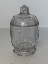 Antique EAPG Child's Toy SUGAR w/LID U.S. Glass Co. NURSERY RHYME Light Purple