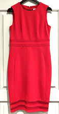 Calvin Klein Red Sleeveless Midi Sheath Dress Size 8 Cocktail Holiday Chic