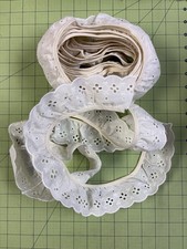 6 Yards Off-White Ruffled Eyelet Lace Trim, 2 Inches Wide, Unused