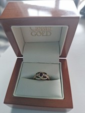 Clogau Welsh Gold Ruby birthstone Celtic ring size N
