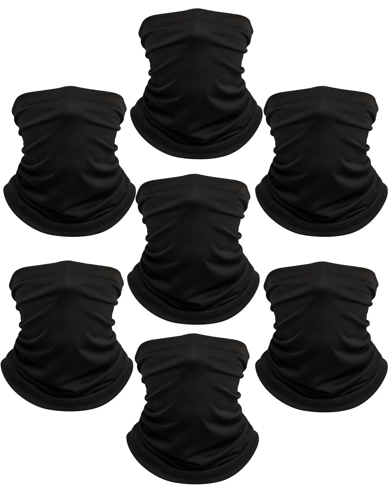 Black Neck Gaiter, 7 Pack Cooling UV Protection, Bandana Face Mask Scarf for ...